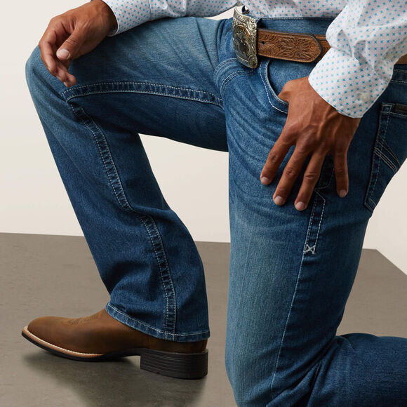 ARIAT Men's M5 Straight Devon Straight Jean Size 38X38 In Bayou Wash - Picture 3 of 14